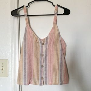 Ruby Moon Striped Boho Button Up Tank Top
